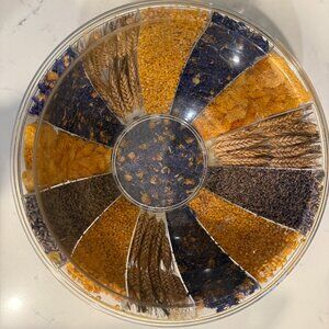 WILLIAMS SONOMA ACRYLIC DRIED BOTANICALS SALAD BOWL WITH SERVING UTENSILS